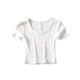 Zingj New Spring And Summer Slim Short Sports Short-Sleeved T-Shirt Women's Solid Color Fitness Stretch Running Yoga