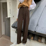 Chic Casual Loose Trousers Elastic High Waist Female Wide Leg Pants 2021 Autumn Winter Ladies Suit