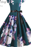 Print Halloween Women 2023 Summer O Neck Short Sleeve Party Robe Femme Elegant Vintage