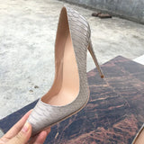 snake printing stilettos 12cm high heels pointed toe women pumps extreme party wedding shoes plus size 33 45 QP063
