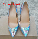 Women Sexy 12cm High Heel Pattern Snake Print High Heel Design Lady Dress Club Shoes plus size 33 34 QP093