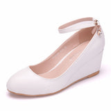 Heel Sexy Pedicles Thin High Heels Women's Shoes Slope Heel High Heel Leisure Shallow Buckle Round Head Single