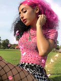 Mesh Heart Turtleneck T Shirts Tops Women Transparent 2023 See Through White Black Elastic Skinny Crop Tops Stretchy