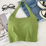 Camisole With Build-in Bras Girls Padded Tank Crop Top Summer Chic Women Soft Stretchy Cami Sleeveless