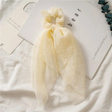Bow Long Ribbon Hair Scrunchie Chiffon Floral Print Sweet Elastic Hair Band Ponytail Hair Scarf Hair Tie Hair