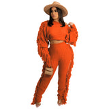 Zingj New Women's Wear Casual Solid Color Knit Long Sleeve Tassel