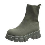 Size 43 Couple Socks Boots 2025 Autumn New Thick-Bottom Leisure Knitted Short Boots Women's Thick-Bottom Mid-Sleeve Women's