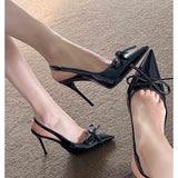 Sister Wind Dating Beautiful Baotou Sandals Spring Summer New Pointed Thin Heel Height Bow High