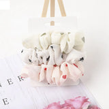 Silk Scrunchies Print Leopard Scrunchie Set Elastic Hair Bands Solid Color Fashion Headwear Women Hair Accessories