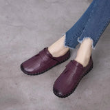 Spring Ladies Genuine Leather Handmade Shoes Women Hook &Loop Flat Shoes Women 2021 Autumn Soft Loafers