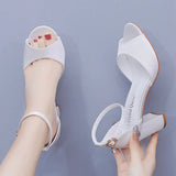 Cm Fish Mouth High-Heeled Sandals Shallow Mouth Buckle With Large-Size Round-Head High Heel Bridal Wedding Silk Satin Cloth Coarse