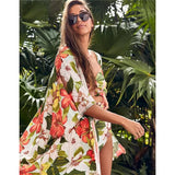 Print Swimsuit Beach Cover Up Tunics for Beach Long Kaftan Bikini Cover Up Robe De Plage Sarong Beach Swimsuit