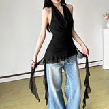 Summer New Women's Dress French Sexy Temperament Fashion Collar Hanging Neck Sleeveless Waist