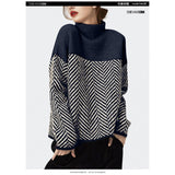 Design Sense Niche Knitted Jersey High-Neck Loose Streak Languid Wind Thick Sweater