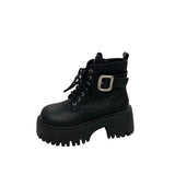 Boots Women's Thick Background Increased In 2025 New Autumn And Winter Retro Locomotive Boots Small Thick And Short