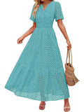 Women's V-Neck A-Shaped Hollow Lace Cake