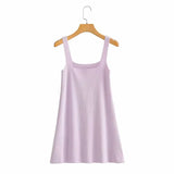 Summer Camisole Knitted Dress Sexy Rose Mini Dress Woman Vacation Beach