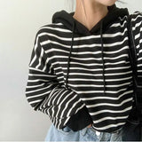Vintage Striped Cropped HoodieOutfit