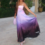 Purple Gradient Spaghetti Strap Maxi Dress- Outfit