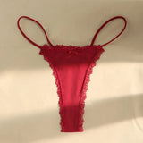 Sports Thin Sexy Lace Thongs Breathable Traceless Women's Underwear Low Waist Cotton Crotch Bow Panties Seamless