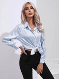 Shirt Satin Long-Sleeved Shirt 2024 New Women's Imitation Silk