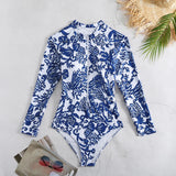 Printed Swimsuit Women 2025 New Long-Sleeved Zipper Surfsuit Sexy Swimsuit