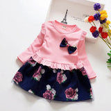 to 6 Yrs Spring Autumn Toddler Girl Dress Long Sleeve Toddler Dress Floral Bow Kids Dresses for Girls Fashion Girls