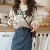 And Winter Wear New Round-Necked, Long-Sleeved T-Shirt For Lazy, Loose, Retro Minority Outfits With Fashionable Printed