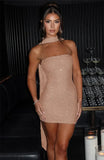 Sequin Tube Bodycon Mini Dress With Sparkle Scarf Collar- Outfit
