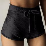 S-XL women velvet drawstring shorts plus size casual high waist 2020 winter sexy skinny booty shorts