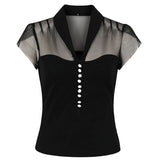 New Arrival Women Solid Black Mesh Blouse Short Sleeve Casual Shirt Women's Korean BF Style Chic Tops Feminina Blusa