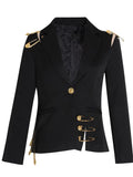 Zingj Pin Decoration Suit Female Autumn 2024 New Fashion Mesh Stitching Long Sleeve Slim Slim
