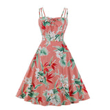 Spaghetti Strap Vintage Dress 50s 60s Floral And Snake Print Women Clothes Party Night A Line Sexy Slip