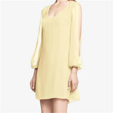 Beach Cami Summer Shirt Dress Women Casual Double V Neck Casual Shift Dresses Sexy Long Sleeve Vacation Midi