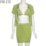 Summer Bandage Blue Skirt Women V-Neck Beach Knitted Green Orange Fashion Vintage Wrap Boho Bottoms Mini Skirts