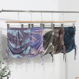 Solid Shot Tie-Dye Printing Net Yarn Rope With Folded Bag Hips Babes Short Skirt Anti-Light Repair Body Skirt