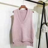 knitted vest women's sweater autumn and winter new Korean loose wild sweater vest sleeveless
