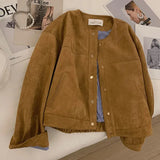 Brown Suede Stripe Lining Jacket- Outfit