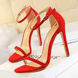 Zingj Fashion Simple Fine Heel High Heel Suede Open Toe With Sexy Nightclub High Heels Women's