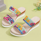 Zingj New Hemp Rope Woven Surrounding Slope With Slippers Female Thick Bottom A Word Belt 43- Outfit