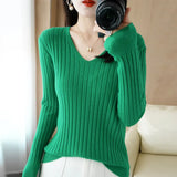 Zingj New Spring And Autumn V-Neck Vertical Knit Short Sleeve Women's Collar Slim Solid Color Wool Undershirt Jacket-Outfit