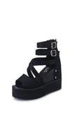 Version Of Women's High-Top Zipper Hollowed-Out Roman Sandals Muffin Thick Soles Raised Fish Mouth Slope Heels Large Size Of Women's