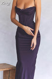 Women Maxi Bodycon Dress 2023 New Arrivals Lined Pink Spaghetti Strap Dress Sexy Celebrity Club Night Party