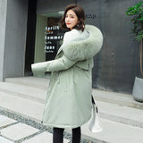 2024 Winter New Women's Cotton-Padded Clothes In The Long Big Hair Collar And Wool Cotton-Padded Jacket Down Cotton-Padded Jacket Cotton-Padded Jacket Coat-Outfit