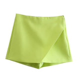 2022 Green Skirt Shorts Women Pink High Waist Bermuda Shorts Woman Streetwear Asymmetric Skort Summer Casual Shorts