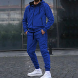 Drawstring Hooded Sweatshirt Top + Long Pant Tracksuit Men's Long Sleeve Print Suits Autumn Winter Men Two Piece