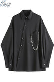 Women Black Gothic Style Shirt Spring Autumn Long Sleeve Loose Fashion Casual Streetwear Vintage Harajuku Chic Blouse Punk