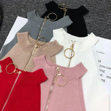 Summer Women Slim Knitting Off-shoulder Tank Crop Tops Female Knitted Camisole Cropped Sleeveless Short T-shirts