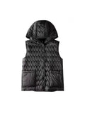 90 White Duck Down Light Down Inside The Female 2024 Autumn / Winter New Fashion Hat Wavy Grain Casual Thermal Vest-Outfit