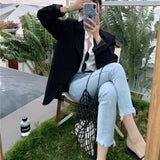Women Spring Solid Color Elegant Blazer Jacket Office Lady Long Sleeve Outwear